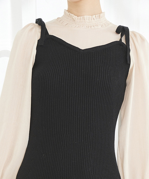 TITTY&CO.（ティティーアンドコー）の「ラメシフォンドッキングワンピース（ワンピース・レディース・ライトブルー/ブラック/ライトグリーン・SMALL/MEDIUM）」の8枚目の写真