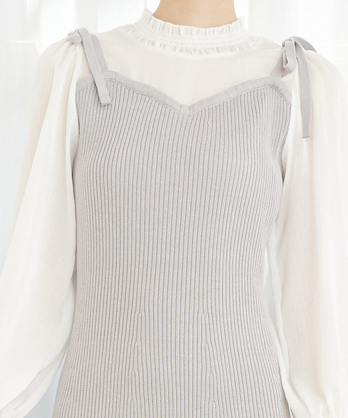 TITTY&CO.（ティティーアンドコー）の「ラメシフォンドッキングワンピース（ワンピース・レディース・ライトブルー/ブラック/ライトグリーン・SMALL/MEDIUM）」の9枚目の写真