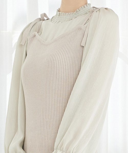 TITTY&CO.（ティティーアンドコー）の「ラメシフォンドッキングワンピース（ワンピース・レディース・ライトブルー/ブラック/ライトグリーン・SMALL/MEDIUM）」の10枚目の写真