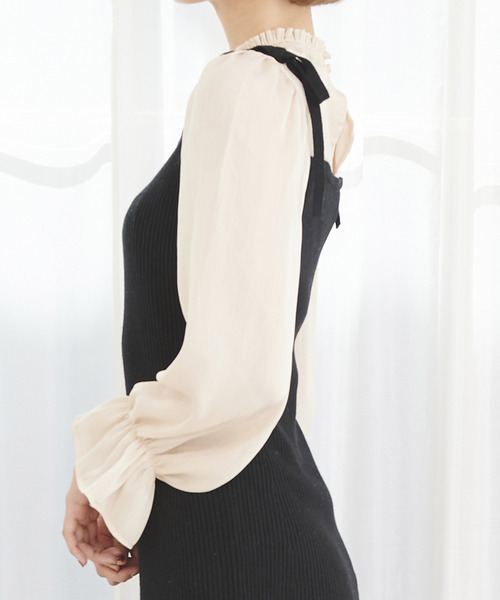 TITTY&CO.（ティティーアンドコー）の「ラメシフォンドッキングワンピース（ワンピース・レディース・ライトブルー/ブラック/ライトグリーン・SMALL/MEDIUM）」の11枚目の写真