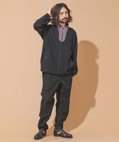 BEAMS LIGHTS（ビームスライツ）の「BEAMS LIGHTS / ラグ ストライプ スタンドカラー ブルゾン（ブルゾン・メンズ・ブラック/オリーブ・SMALL/MEDIUM/LARGE）」の5枚目の写真