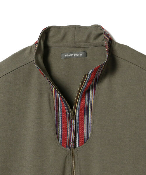 BEAMS LIGHTS（ビームスライツ）の「BEAMS LIGHTS / ラグ ストライプ スタンドカラー ブルゾン（ブルゾン・メンズ・ブラック/オリーブ・SMALL/MEDIUM/LARGE）」の4枚目の写真