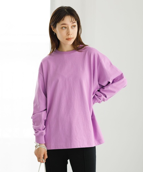 koe（コエ）の「ヘビーウェイトコットンロングスリーブTEE＊（Tシャツ/カットソー・レディース・ホワイト/ライトグレー/カーキ/グリーン/ライトベージュ/チャコールグレー/パープル/イエロー/ダークブルー/ピンク系その他2/レッド系その他4/ブラウン/ライラック/キャメル/ブルー系その他6・S/XL/M/L）」の10枚目の写真