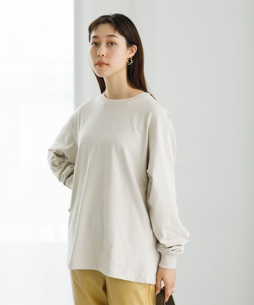 koe（コエ）の「ヘビーウェイトコットンロングスリーブTEE＊（Tシャツ/カットソー・レディース・ホワイト/ライトグレー/カーキ/グリーン/ライトベージュ/チャコールグレー/パープル/イエロー/ダークブルー/ピンク系その他2/レッド系その他4/ブラウン/ライラック/キャメル/ブルー系その他6・S/XL/M/L）」の5枚目の写真