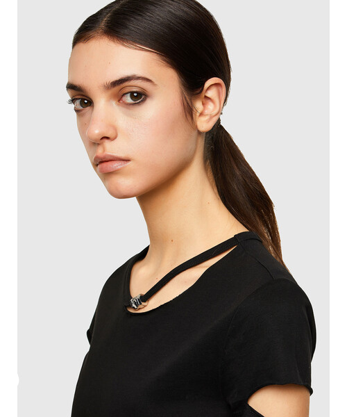 DIESEL（ディーゼル）の「レディース トップス Tシャツ カットアウト 半袖 クルーネック（Tシャツ/カットソー・レディース・ブラック/ホワイト・SMALL/MEDIUM/LARGE）」の7枚目の写真
