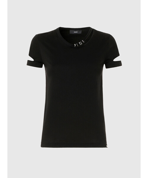 DIESEL（ディーゼル）の「レディース トップス Tシャツ カットアウト 半袖 クルーネック（Tシャツ/カットソー・レディース・ブラック/ホワイト・SMALL/MEDIUM/LARGE）」の4枚目の写真
