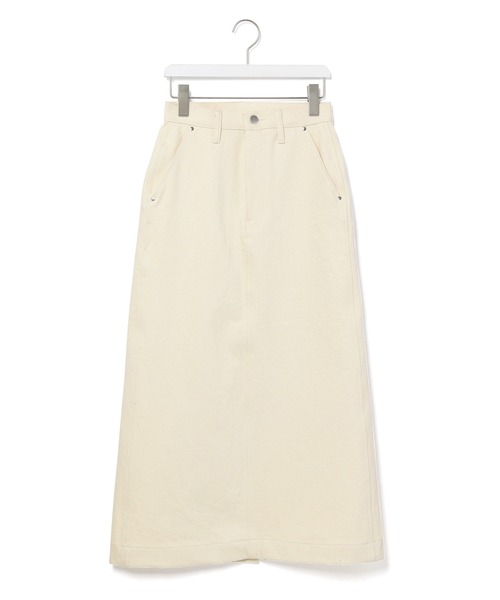 ADAM ET ROPE'(アダムエロペ)の「【BIGJOHN】別注HIGH-SLIT MAXI SKIRT(デニムスカート・レディース・オフホワイト/カーキ・M/S)」の5枚目の写真