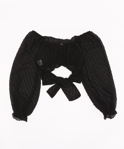 SPIGA（スピーガ）の「バックリボンレースショート丈オフショル（シャツ/ブラウス・レディース・ホワイト/ブラック・FREE）」の3枚目の写真