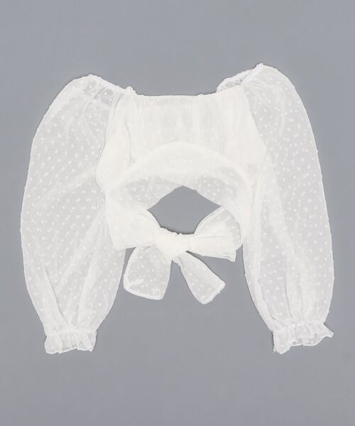 SPIGA（スピーガ）の「バックリボンレースショート丈オフショル（シャツ/ブラウス・レディース・ホワイト/ブラック・FREE）」の4枚目の写真