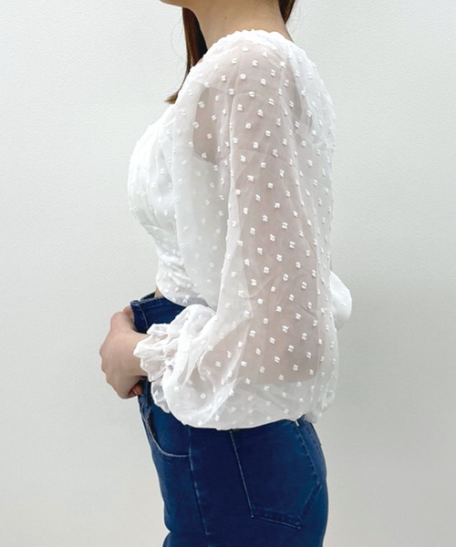 SPIGA（スピーガ）の「バックリボンレースショート丈オフショル（シャツ/ブラウス・レディース・ホワイト/ブラック・FREE）」の11枚目の写真