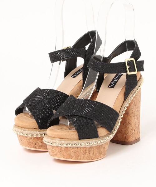 SUNNY ROOM（サニールーム）の「【厚底】チャンキーヒール　ストラップサンダル　443（サンダル・レディース・ブラック系その他/ブラック/ゴールド/ホワイト・LL/M/L/S）」の4枚目の写真