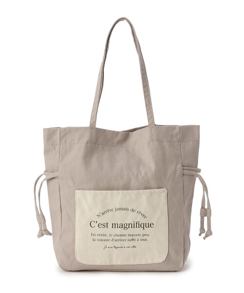 pink adobe（ピンクアドベ）の「◆キャンバスロゴポケット巾着トートバッグ（トートバッグ・レディース・ブラック/グレー/ブルー/アイボリー/ライトベージュ・00）」の3枚目の写真