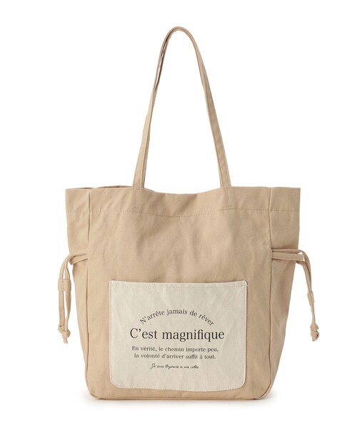 pink adobe（ピンクアドベ）の「◆キャンバスロゴポケット巾着トートバッグ（トートバッグ・レディース・ブラック/グレー/ブルー/アイボリー/ライトベージュ・00）」の4枚目の写真