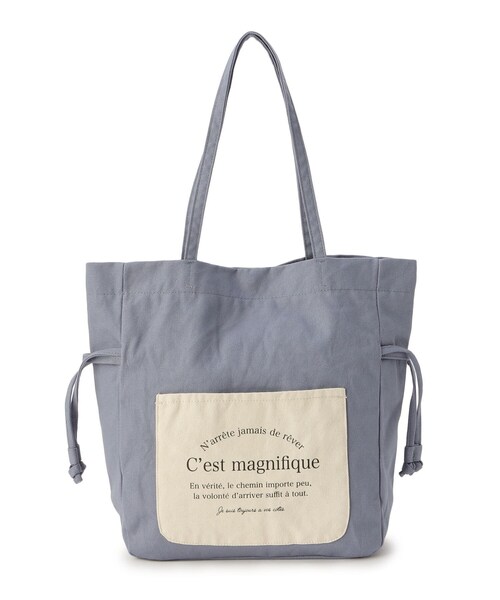 pink adobe（ピンクアドベ）の「◆キャンバスロゴポケット巾着トートバッグ（トートバッグ・レディース・ブラック/グレー/ブルー/アイボリー/ライトベージュ・00）」の8枚目の写真