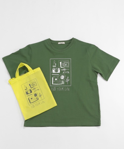 studio CLIP(スタディオクリップ)の「BAG付きイラストアソートTシャツ(Tシャツ/カットソー・レディース・ライトグレー/ライトブルー/ブラウン/オフホワイト/ブルー/グリーン・FREE)」の14枚目の写真