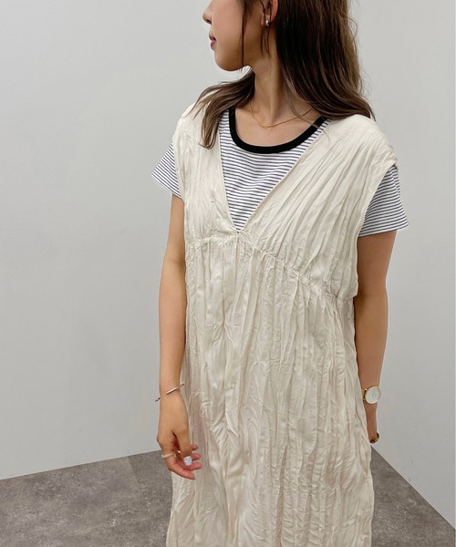 apres jour mignon(アプレジュールミニョン)の「クリンクルワンピース【ZOZOTOWN限定アイテム】(ワンピース・レディース・グリーン/ブラック/アイボリー・フリー/X-LARGE)」の2枚目の写真