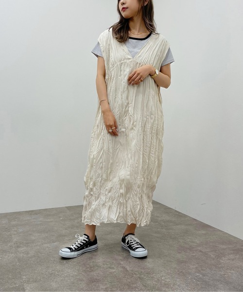apres jour mignon(アプレジュールミニョン)の「クリンクルワンピース【ZOZOTOWN限定アイテム】(ワンピース・レディース・グリーン/ブラック/アイボリー・フリー/X-LARGE)」の7枚目の写真