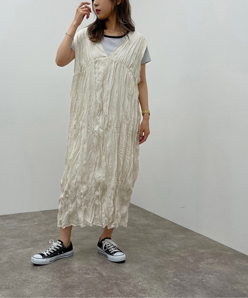 apres jour mignon(アプレジュールミニョン)の「クリンクルワンピース【ZOZOTOWN限定アイテム】(ワンピース・レディース・グリーン/ブラック/アイボリー・フリー/X-LARGE)」の8枚目の写真