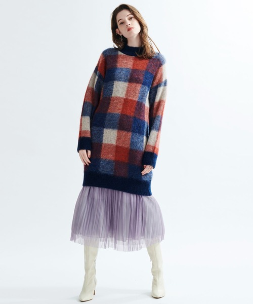 チェックジャガードニットワンピース ワンピース Lanvin En Bleu ランバンオンブルー のファッション通販 Zozotown