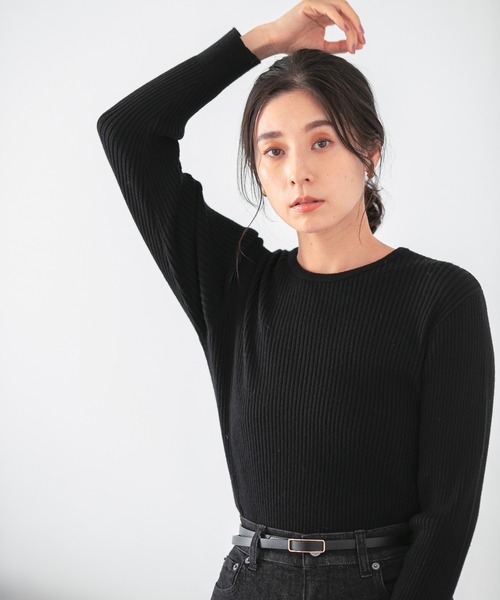 LEPSIM（レプシィム）の「12ゲージリブクルーニット　948658（ニット/セーター・レディース・ブラック/グリーン/グレイッシュベージュ・MEDIUM/LARGE）」の13枚目の写真