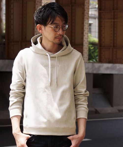 HIDEAWAYS NICOLE（ハイダウェイニコル）の「ポンチスウェードプルオーバーパーカー（パーカー・メンズ・ブラック/ボルドー/シルバーグレー/モカ/ライトベージュ・MEDIUM/LARGE/X-LARGE）」の5枚目の写真