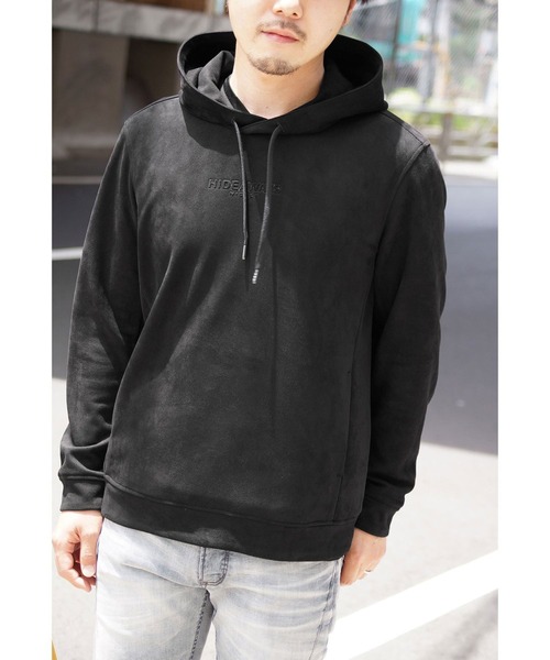 HIDEAWAYS NICOLE（ハイダウェイニコル）の「ポンチスウェードプルオーバーパーカー（パーカー・メンズ・ブラック/ボルドー/シルバーグレー/モカ/ライトベージュ・MEDIUM/LARGE/X-LARGE）」の2枚目の写真