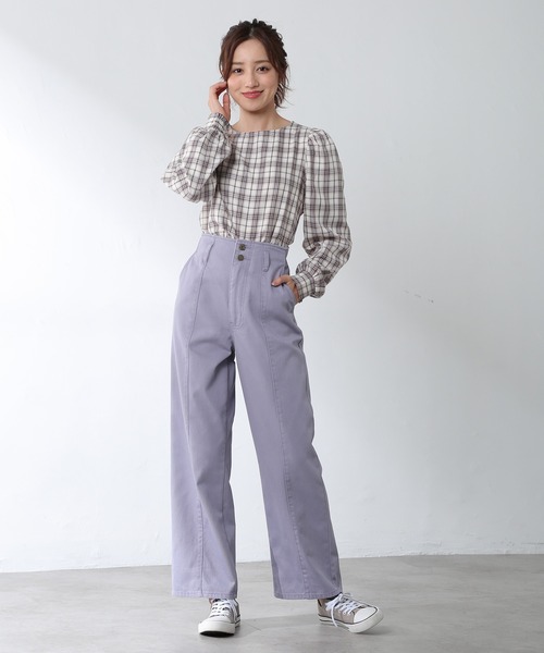 Honeys(ハニーズ)の「デニムストレートパンツ(デニムパンツ・レディース・グレー/インディゴブルー/アイボリー/モカ/ラベンダー/スミクロ/ブラック・S/M/L)」の11枚目の写真