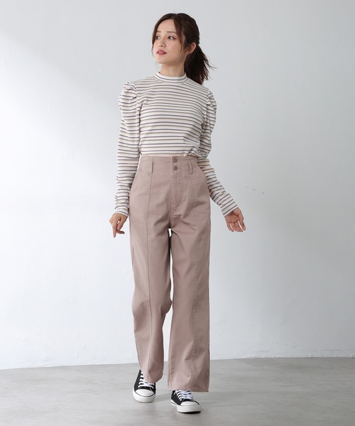 Honeys(ハニーズ)の「デニムストレートパンツ(デニムパンツ・レディース・グレー/インディゴブルー/アイボリー/モカ/ラベンダー/スミクロ/ブラック・S/M/L)」の16枚目の写真