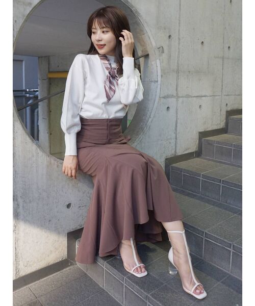 MERCURYDUO（マーキュリーデュオ）の「スカーフ付ハイネックニット（ニット/セーター・レディース・アイボリー/ブラック/グリーン/ピンク・FREE）」の9枚目の写真