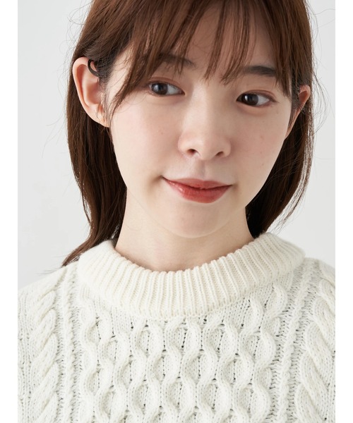 earth music&ecology(アースミュージックアンドエコロジー)の「【WEB限定】ケーブルビッグニットプルオーバー *(ニット/セーター・レディース・ブラウン/レッド/グリーン/アイボリー/グレイッシュベージュ・FREE)」の10枚目の写真