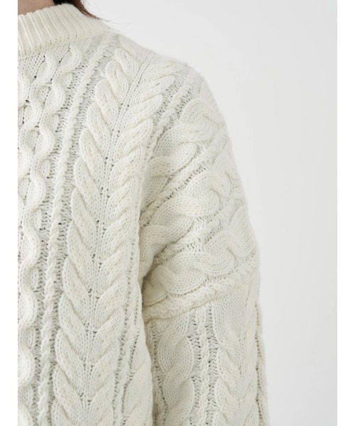 earth music&ecology(アースミュージックアンドエコロジー)の「【WEB限定】ケーブルビッグニットプルオーバー *(ニット/セーター・レディース・ブラウン/レッド/グリーン/アイボリー/グレイッシュベージュ・FREE)」の20枚目の写真