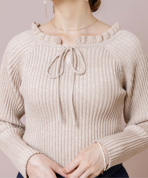 flower（フラワー）の「スパークルリブニット（ニット/セーター・レディース・ベージュ/ブラウン・FREE）」の5枚目の写真