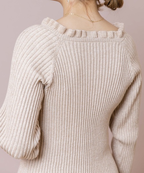 flower（フラワー）の「スパークルリブニット（ニット/セーター・レディース・ベージュ/ブラウン・FREE）」の7枚目の写真