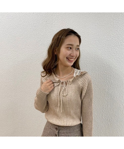 flower（フラワー）の「スパークルリブニット（ニット/セーター・レディース・ベージュ/ブラウン・FREE）」の17枚目の写真
