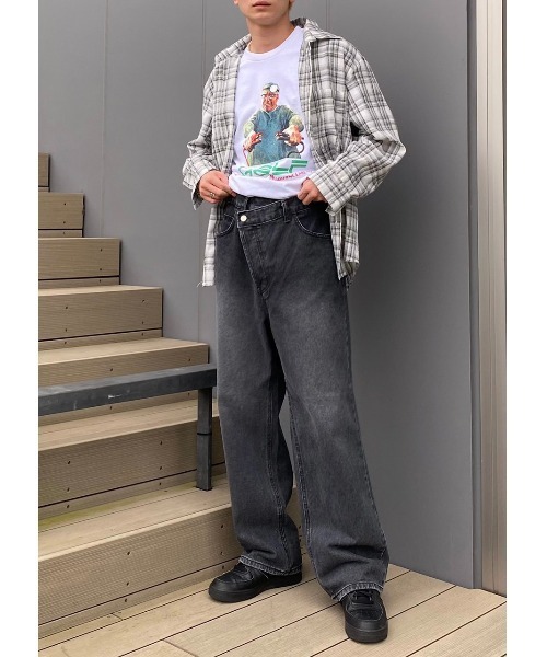 【Chikashitsu +】 waist design denim pants