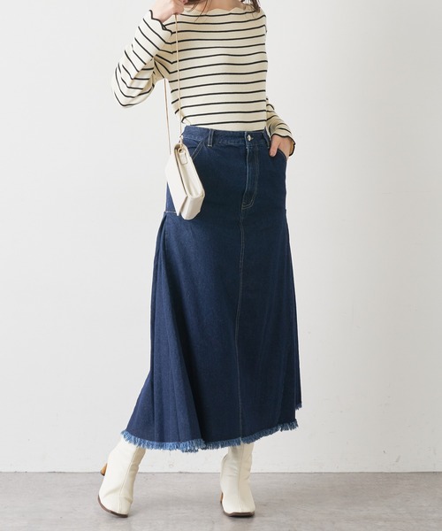 natural couture（ナチュラルクチュール）の「【WEB限定】サイドタックフリンジスカート Mサイズ（スカート・レディース・ベージュ/ピンク/インディゴブルー・FREE）」の8枚目の写真