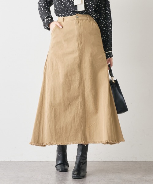 natural couture（ナチュラルクチュール）の「【WEB限定】サイドタックフリンジスカート Mサイズ（スカート・レディース・ベージュ/ピンク/インディゴブルー・FREE）」の5枚目の写真