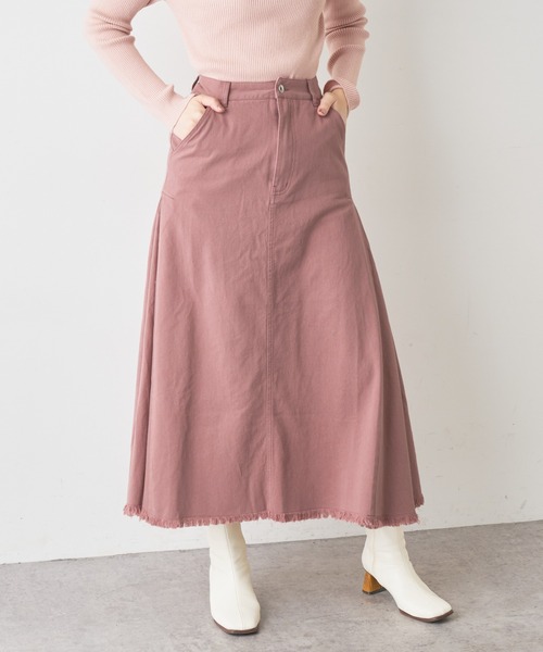 natural couture（ナチュラルクチュール）の「【WEB限定】サイドタックフリンジスカート Mサイズ（スカート・レディース・ベージュ/ピンク/インディゴブルー・FREE）」の10枚目の写真