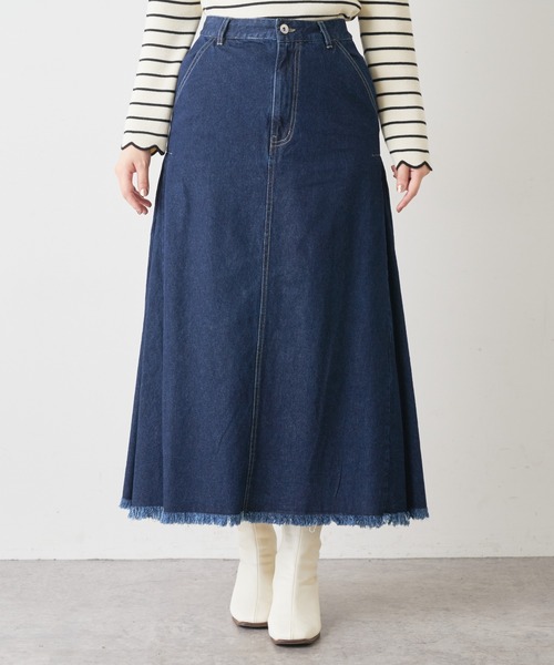 natural couture（ナチュラルクチュール）の「【WEB限定】サイドタックフリンジスカート Mサイズ（スカート・レディース・ベージュ/ピンク/インディゴブルー・FREE）」の13枚目の写真