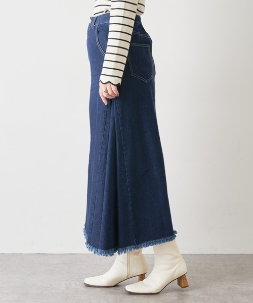 natural couture（ナチュラルクチュール）の「【WEB限定】サイドタックフリンジスカート Mサイズ（スカート・レディース・ベージュ/ピンク/インディゴブルー・FREE）」の14枚目の写真