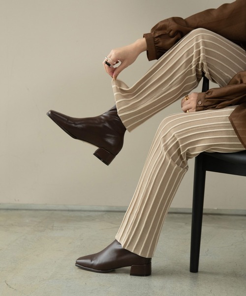 Amiur（エミレ）の「stripe rib knit pants（その他パンツ・レディース・ブラウン/アイボリー・M/S）」の2枚目の写真