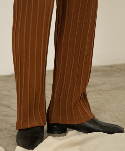 Amiur（エミレ）の「stripe rib knit pants（その他パンツ・レディース・ブラウン/アイボリー・M/S）」の9枚目の写真