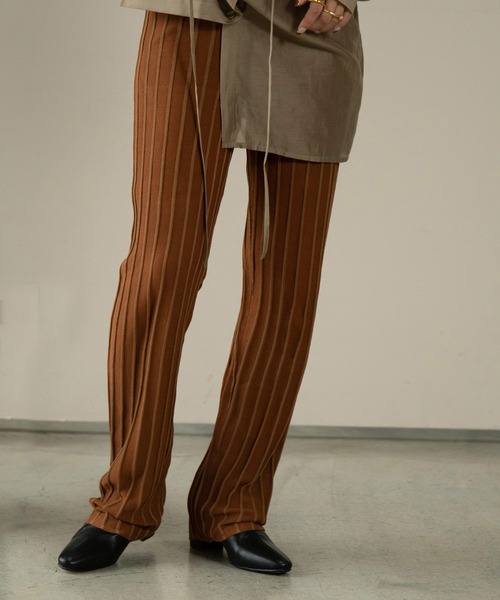 Amiur（エミレ）の「stripe rib knit pants（その他パンツ・レディース・ブラウン/アイボリー・M/S）」の7枚目の写真