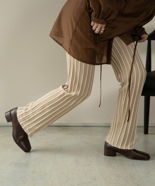 Amiur（エミレ）の「stripe rib knit pants（その他パンツ・レディース・ブラウン/アイボリー・M/S）」の4枚目の写真