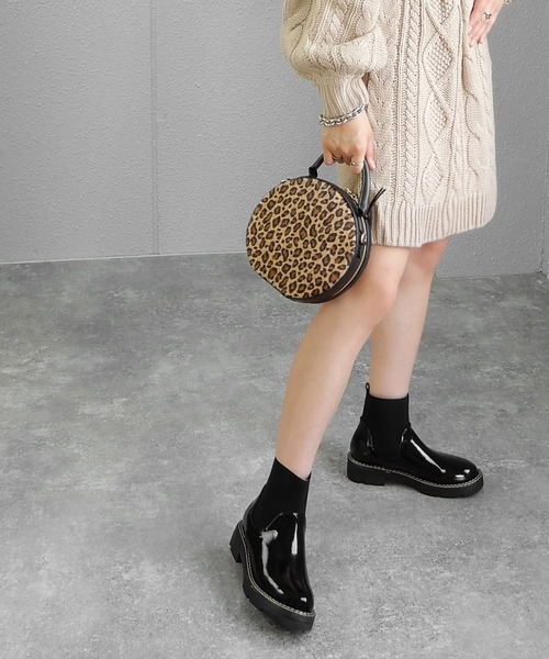 minia（ミニア）の「エナメル×ゴアのコンビブーツ/ミニブーツ（ブーツ・レディース・ブラック/アイボリー・S/M/L）」の7枚目の写真