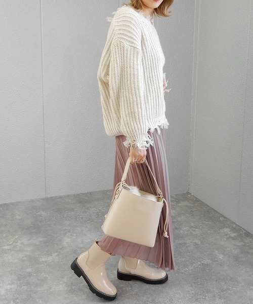 minia（ミニア）の「エナメル×ゴアのコンビブーツ/ミニブーツ（ブーツ・レディース・ブラック/アイボリー・S/M/L）」の5枚目の写真