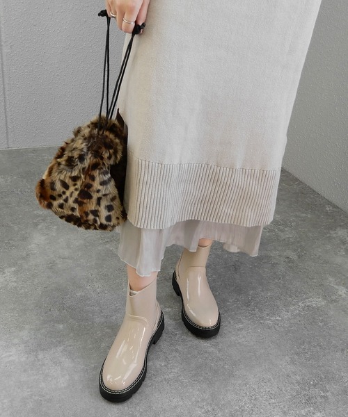 minia（ミニア）の「エナメル×ゴアのコンビブーツ/ミニブーツ（ブーツ・レディース・ブラック/アイボリー・S/M/L）」の14枚目の写真