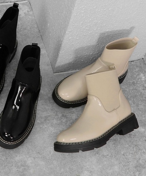 minia（ミニア）の「エナメル×ゴアのコンビブーツ/ミニブーツ（ブーツ・レディース・ブラック/アイボリー・S/M/L）」の22枚目の写真