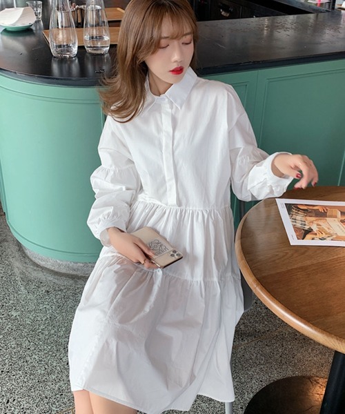 meJane(ミージェーン)の「ウエストマークAラインフレアシャツワンピース【ZOZOTOWN限定】(シャツワンピース・レディース・ホワイト/ブラック・FREE)」の13枚目の写真