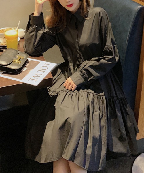 meJane(ミージェーン)の「ウエストマークAラインフレアシャツワンピース【ZOZOTOWN限定】(シャツワンピース・レディース・ホワイト/ブラック・FREE)」の7枚目の写真